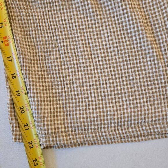 Organic Rags Womens Two Piece Set Tan and White Check Casual Top and Capri Mediu - Picture 9 of 11